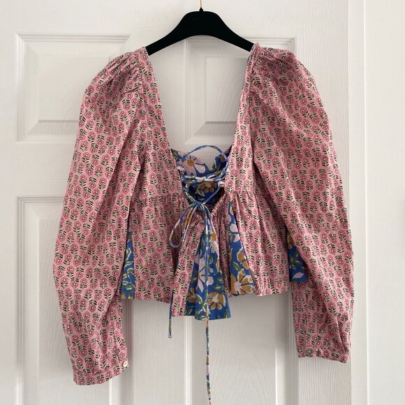 Alix of Bohemia Printed L/S Top with Lace up Back, size Small - Picture 10 of 15